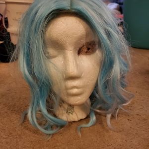 Pink and blue cosplay wig